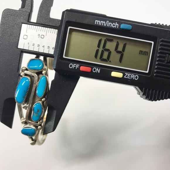 VTG Running Bear Trading Sterling Silver Turquoise Sawtooth Bezel Cuff Bracelet - Picture 6 of 13